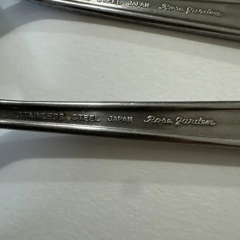Vintage Tablespoons And Teaspoons - Rose Pattern National Stainless Flatware